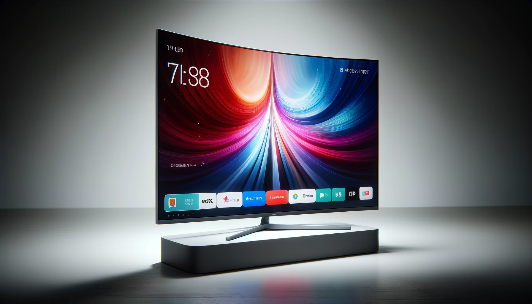 A stock photo showcasing a contemporary curved LED Smart TV design